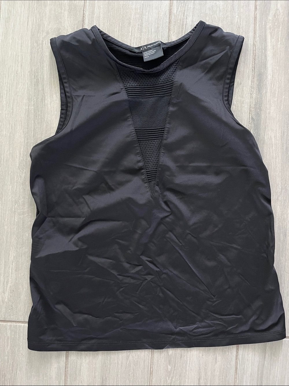 A|X Armani Exchange Black Mesh V-Inset Athletic Tank